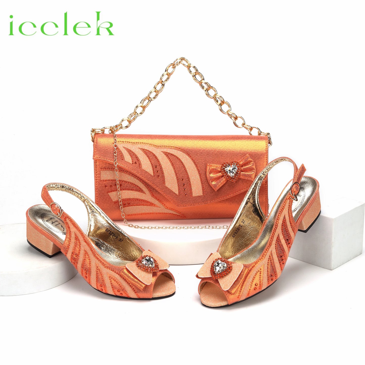 2024 New Arrival Elegant Style Fuchsia Color Low Heels Nigeria Popular Design African Ladies Shoes And Bag Set