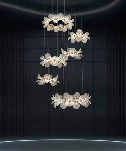 Luxury  LED Duplex Staircase Chandelier High Ceiling Pendant Lamp for Villa Living Room Hotel Lobby