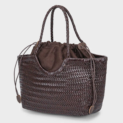 Handbags Women's Genuine Leather Shoulder Bag Weaving Casual Shopping Bag Vintage Big Tote Purse Cowhide Cross Hand Bags Lady