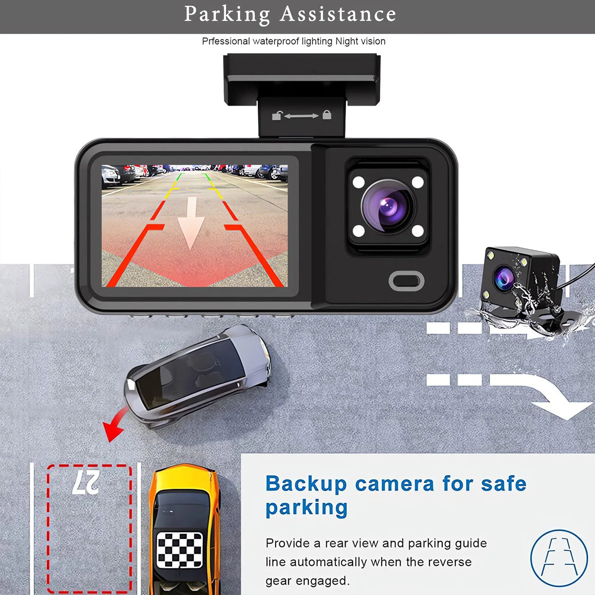 WIFI 3 Camera Dash Cam Cabin Car Dvr 1080P Interior Vehicle Three Way Channel Dvrs Recorder Video Registrator Dashcam Camcord