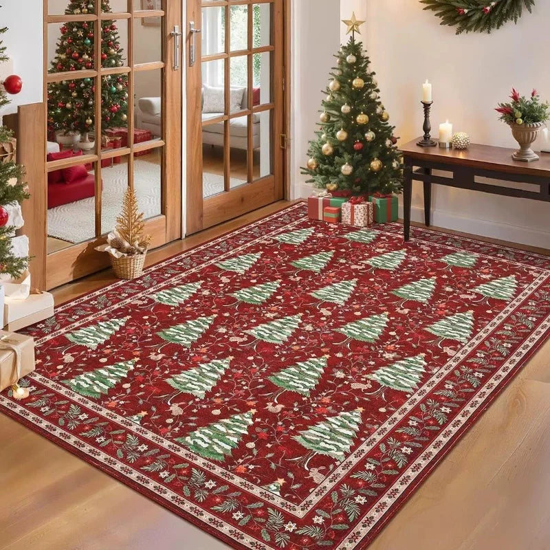 Christmas Day living room decoration red carpet large area rugs for bedroom Washable lounge floor mat Anti-slip bedside soft rug