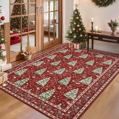 Christmas Day living room decoration red carpet large area rugs for bedroom Washable lounge floor mat Anti-slip bedside soft rug