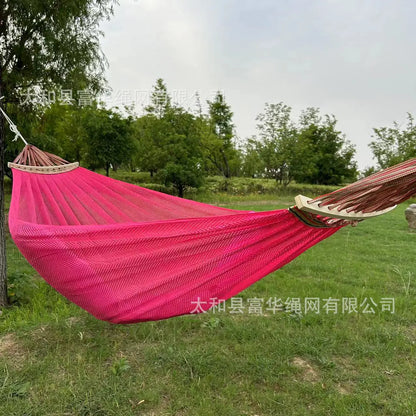 Single Person Ice Silk Mesh Hammock Anti-rollover Portable Outdoor Camping Hammock Breathable Net Swing Bed
