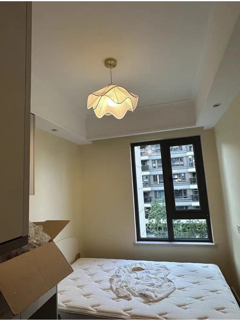 Nordic Minimalist Wabi Sabi Creamy Wind Fabric Chandelier Living Dining Room Bedroom Pendant Lights Home Hanging Lamp Fixture