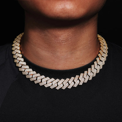 Wide necklace perfect for independent wear, 18mm 3-row full diamond style, PT950 Platinum unisex design matched with artificial
