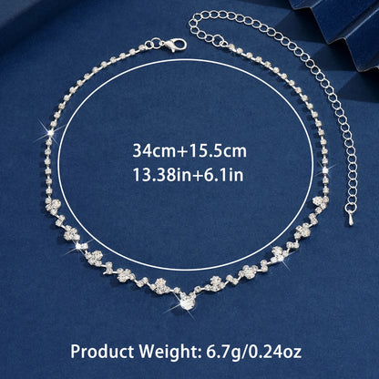 Simple and Exquisite Full Diamond Necklace Jewelry Hot Selling Necklace Full Diamond Collarbone Dinner Dress Light Luxury Elegan