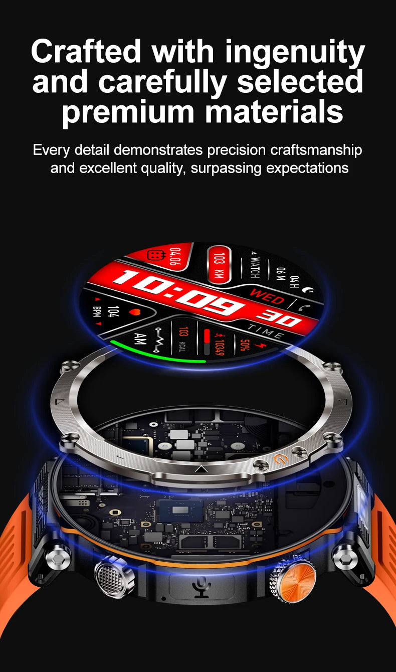 DAORKOW 2026 New Model 10ATM Waterproof 600mAh Smartwatch Compass LED Flashlight Bluetooth Call Outdoor Sports Smartwatch