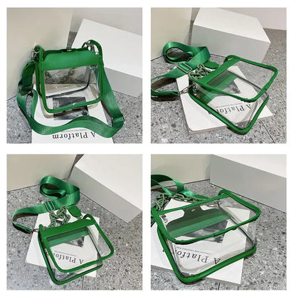 Clear Crossbody Bag for Women PVC Transparent Single Shoulder Chain Portable Messenger Bags Small Square  Satchel Bag Girls Gift