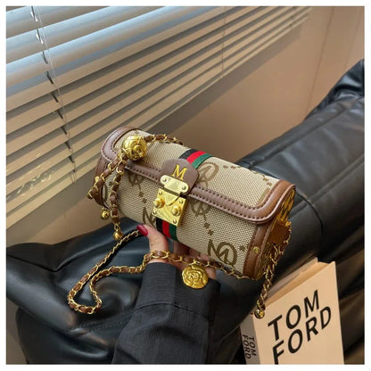 Light luxury brand-name high-end designer bag female 2025 new spring and summer niche shoulder bag messenger bag cylinder bag