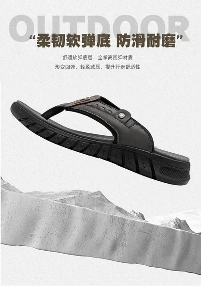 Flip Flops Summer Men's Outdoor Thick Soled Beach Shoes Breathable Cool Non Slip Comfort Sandals Male Casual Hiking Sandals