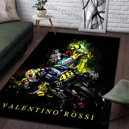 Motorcycle racer leaning corner speed splatter Print Carpet for Living Room Bedroom Sofa Home Decor Non-slip Mat Luxury Gift