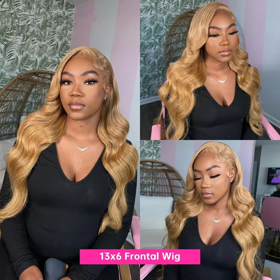 Silkwave #27 Honey Blonde 13x6 HD Body Wave Human Hair Wig Transparent Lace Front 13x4 Lace Frontal Wigs Colored Wigs 36 Inch