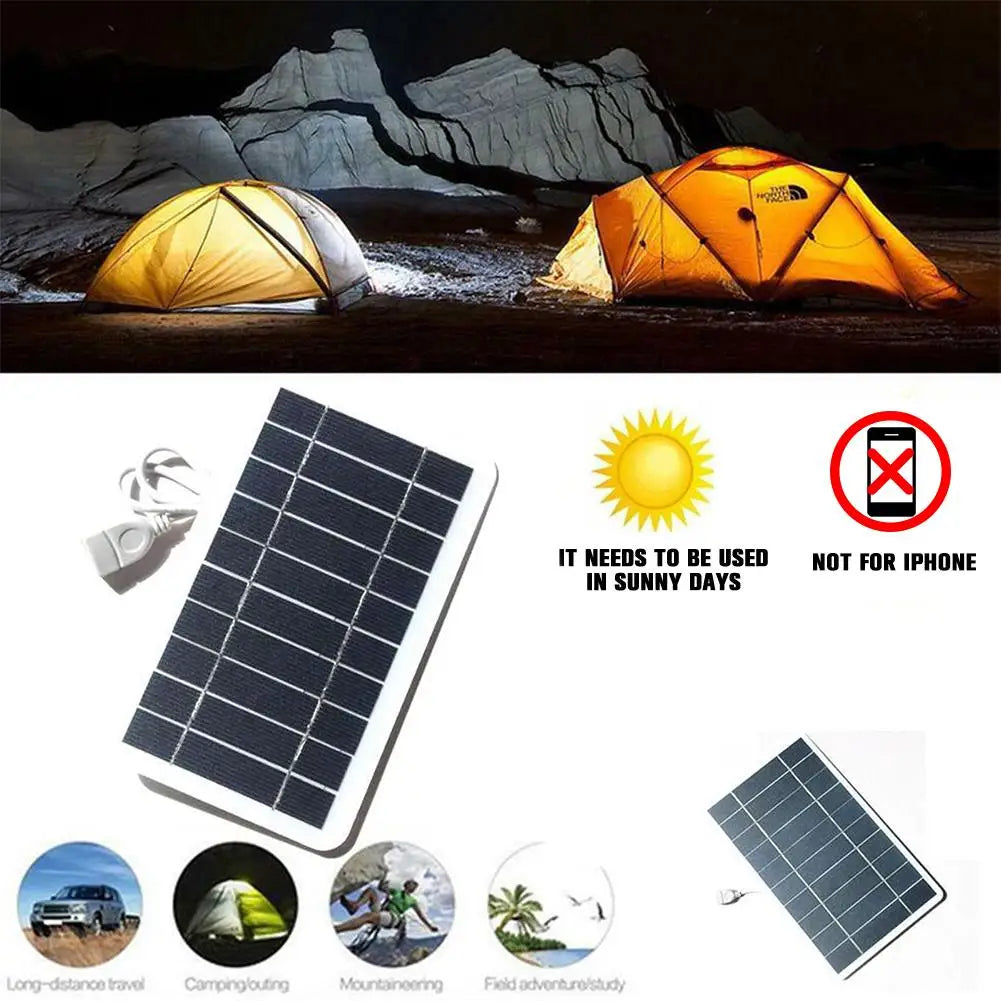 Portable 5V 2W Solar Panel USB Charger, 400mA Output, Outdoor Emergency Phone Charger