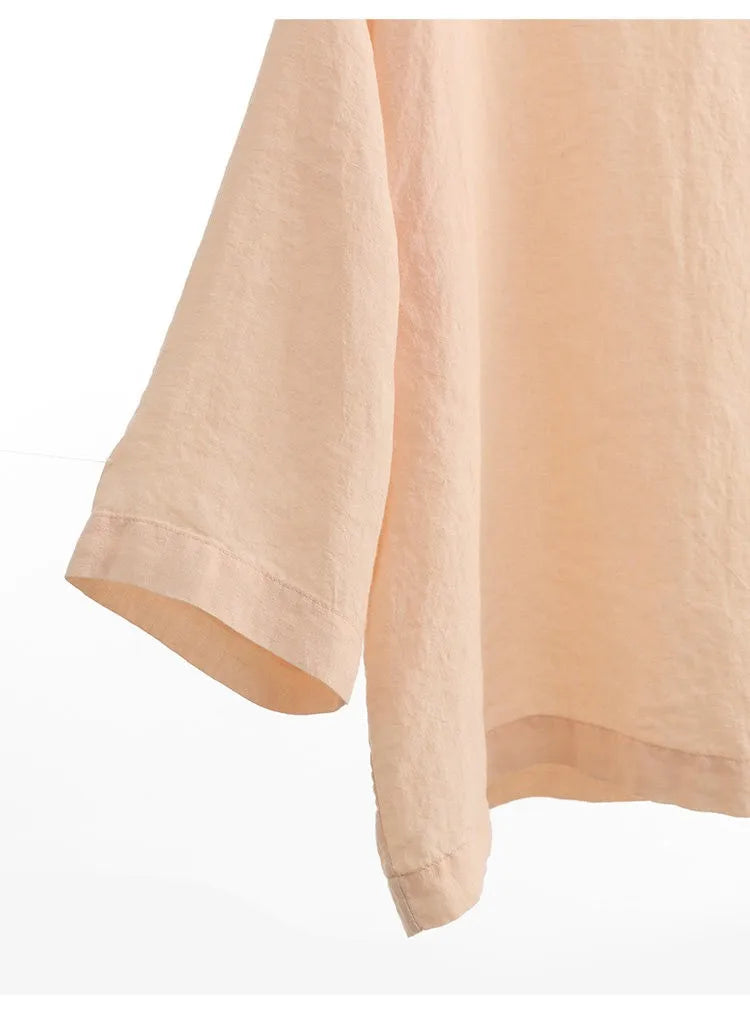Plus-Size Women's Clothing~Hemp Long-Sleeved Shirt, Casual Sun-Protective Top, New Spring/Summer 2026 Style