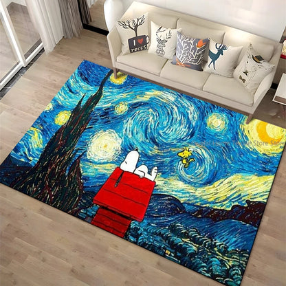 Cartoon Snoopy HD Printed Rugs Carpet For Living Room Home Decoration Children's Crawling Living Room Area Rug Game Floor Mat