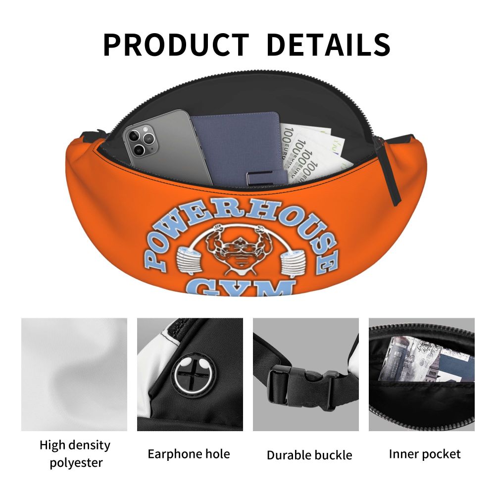 Powerhouse Gym Fanny Bag Custom Bodybuilders Fitness Crossbody Waist Pack Men Women Cycling Camping Phone Money Pouch