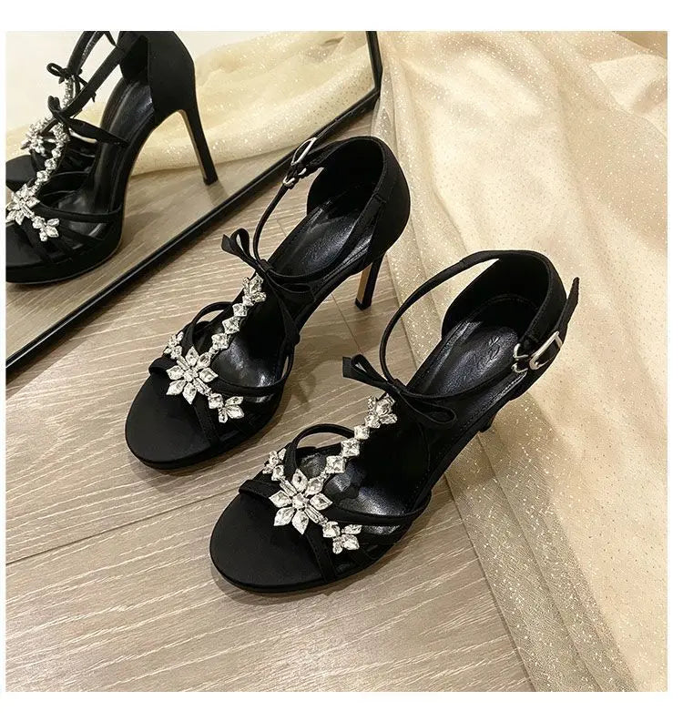 Women's Shoes Elegant Sexy High Heels Luxury Rhinestone Banquet Shoes for Women High Heel Sandals Waterproof Platform Sandals