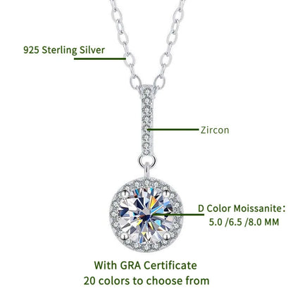 TY D VVS1 Moissanite Pandent Necklace GRA Certified 0.5-2ct Lab Diamond s925 Sterling Silver Dainty Necklaces for Women