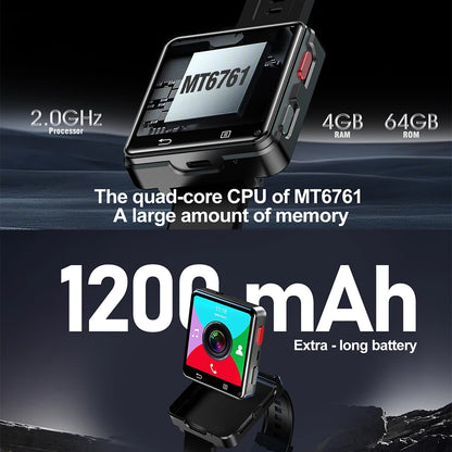 S222 4G Smart Watch Android 11 MTK6761 Quad Core 4GB Ram 64GB Rom Dual Cameras 2.64" Large Screen Detachable WIFI GPS Smartwatch