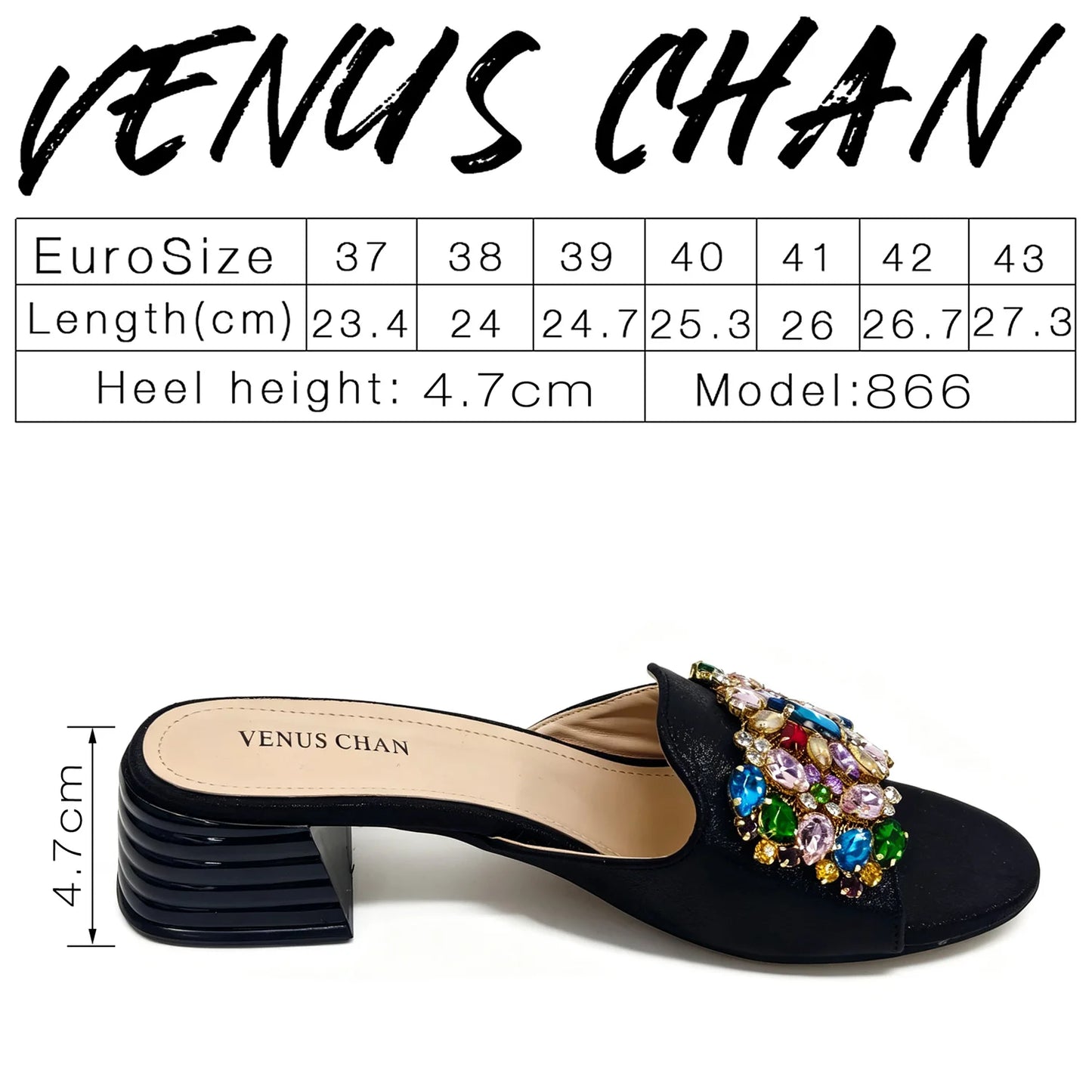 Women Luxury Multicolor Rhinestone Blue Heel Mules Black Satin Open Toe Slip On Sandals Elegant Wedding Evening Party Designer