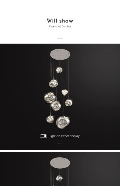 Creative Irregular Pendant Lights Modern LED Lighting Indoor Living Room Villa Hotel Loft Chandelier PVC Glass Lighting Fixtures