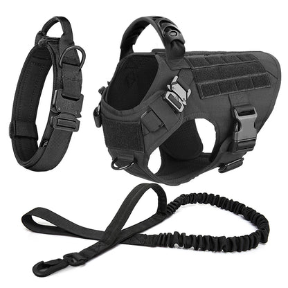 Dog Harness for Large Dogs Leash Collar Molle Pouch Military Harnesses French Bulldog Pet Tactical Training Vest Dog Accessories