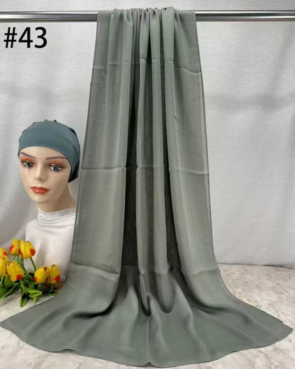 Mini Modal Hijab with Undercap Set Basic Stretchy Pullover Headscarf Thin Breathable Sunscreen Head Wrap Hijabs Scarf 165*50cm
