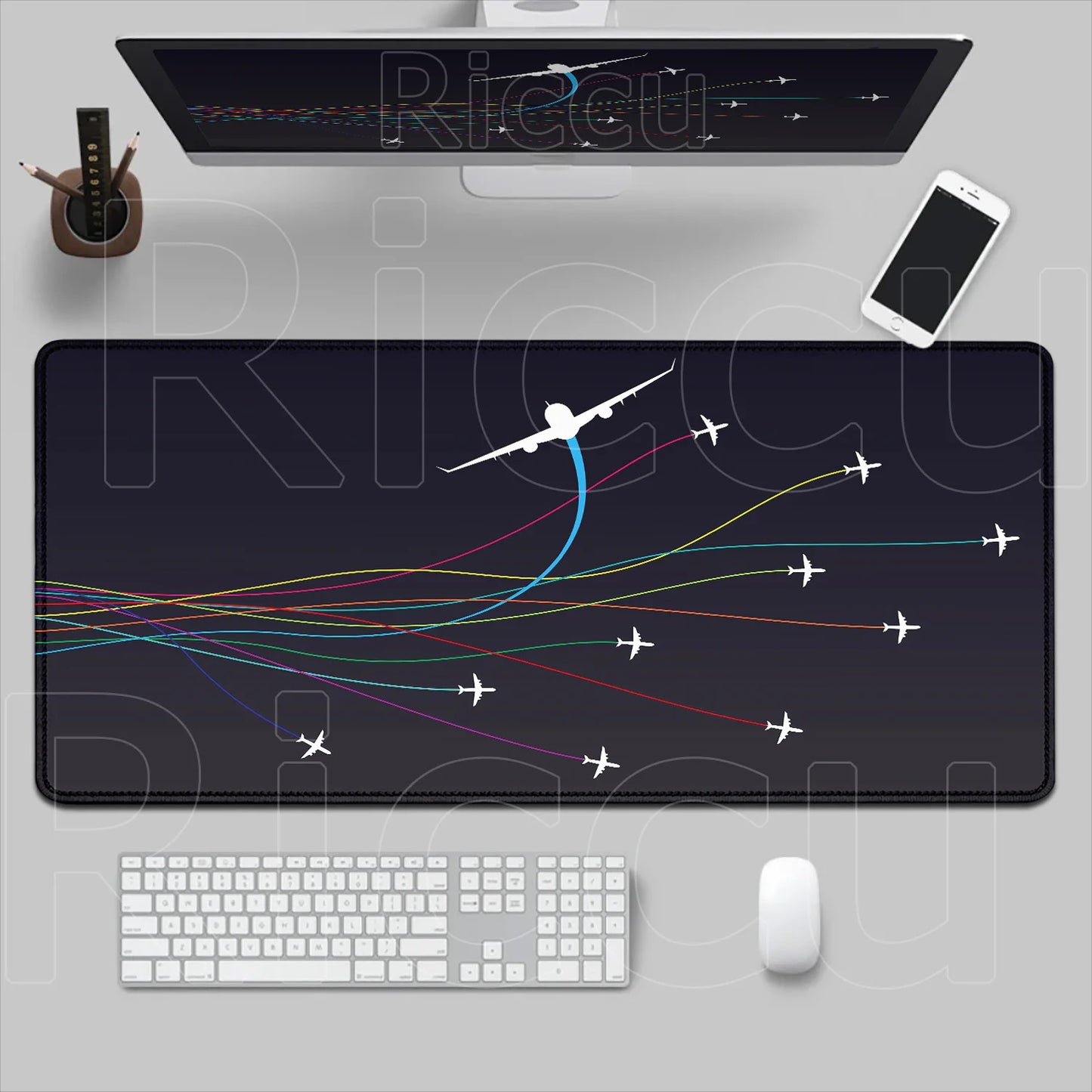 HD Airplane Speedometer Mouse Pads Plane Instrument Panel XXL Mousepad Non-slip Rubber Desk Mat Pc Gamer Deskmat Cockpit Playmat