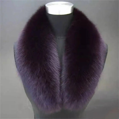 Natural Color Raccoon Fox Real Fur Collar Scarf Genuine Big Size Scarves Warp Shawl Neck Warmer Stole Muffler with Clip Loops #6