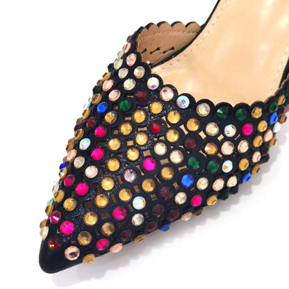Fashion Summer 2023 Beads Decorated Muffin Bottom Sandals Wear Comfortable And Versatile Elegant Ladies Shoes And Bag Set