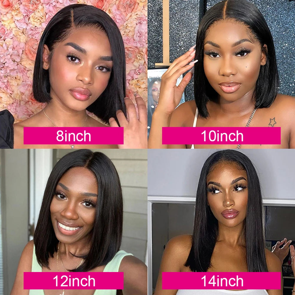 2026 new Bone Straight Short Bob Wigs Glueless Human Hair Wigs Transparent Lace Frontal Wig for Women Pre Plucked