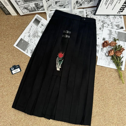 Dark Japanese Bad JK Uniform Long-sleeved Girl Orthodox Sailor Suit Role Play Handsome Long Skirt School Uniform Embroidery