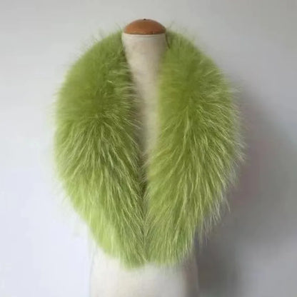Winter Real Fox Fur Collar Woman Furry Natural Raccoon Fur Scarf Shawls Luxury Neck Warmer Wraps For Coat Fur Scarves Large Size