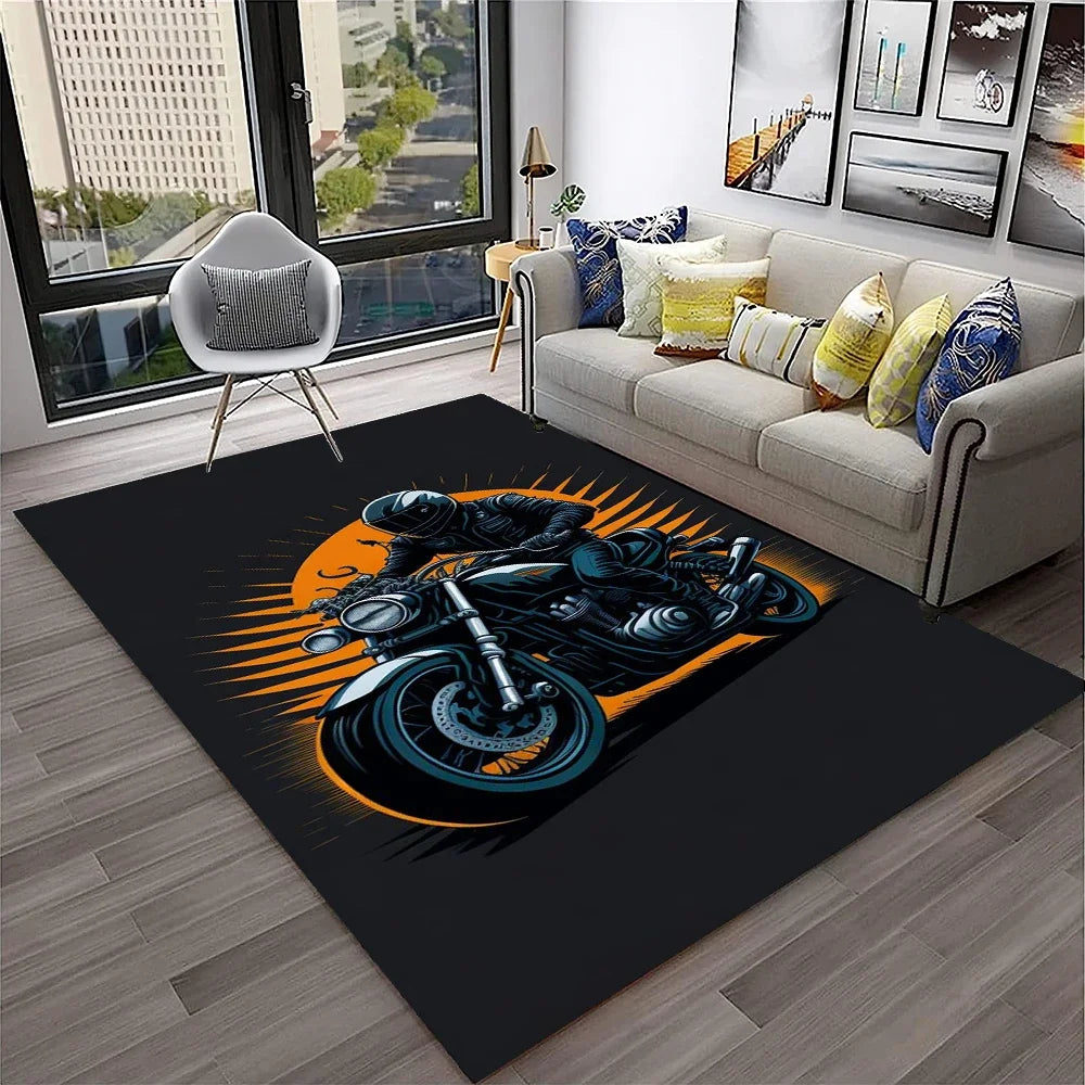 Off Road Motorcycle Racing Moto Carpet Rug for Home Living Room Bedroom Sofa Doormat Decor,Kid Play Area Rug Non-slip Floor Mat