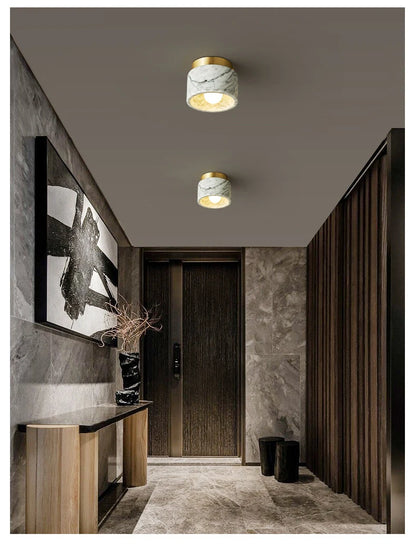 Nordic Marble Downlight Living Bedroom Room Decor Marble Ceiling Light Green White Stone Corridor Aisle Lamp