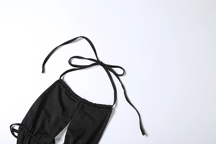 Weird Puss Sexy Hollow Halter Playsuits Women Summer Hipster Backless Bandage Sleeveless Sexy Skinny Elastic Clubwear Rompers