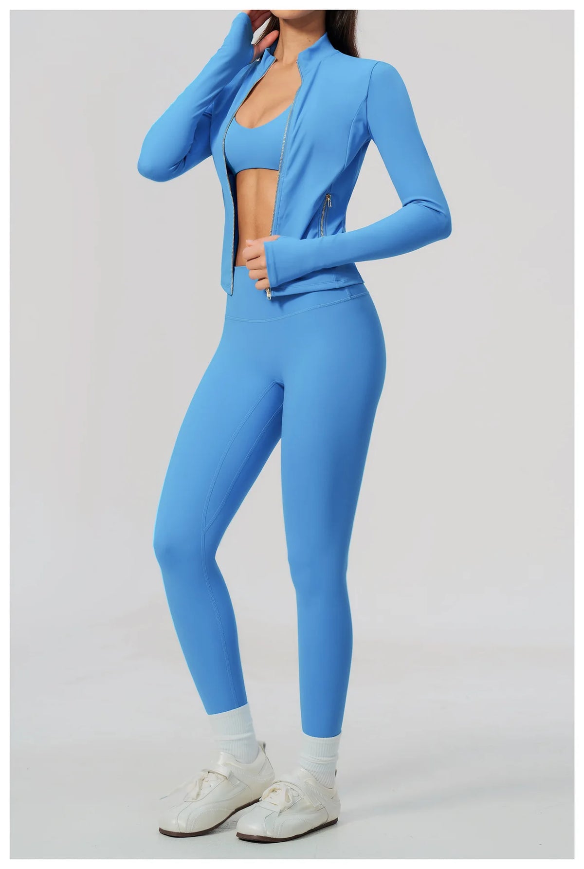 Yoga Set 3PCS Women's Tracksuit Workout Outfit Zipper Fitness Long Sleeved Sports Set Gym Clothes Female Sports Bra Yoga Outfits