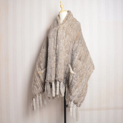 Hot Sale Women Winter Knitted Real Mink Fur Scarf Shawl Natural Warm Mink Fur Pashmina Lady Long Style 100% Genuine Fur Scarves