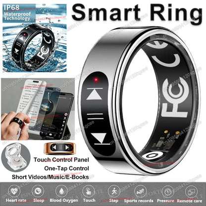 Smart Ring Video Controls,Sswipe up/down to turn pages,Music controls,Heart Rate Blood Oxygen Monitor,5ATM Waterproof Rings 2026