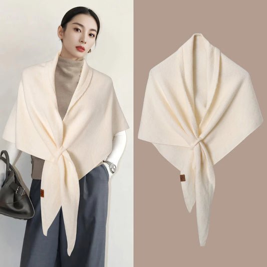 Autumn and Winter Korean Version New Women's Neck Wrap Wool Blended Triangular Shawl Female Thickened With Knitted Warm Shoulder