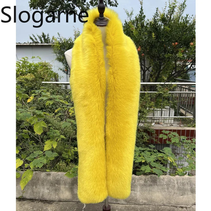 American 180cm Super Long Faux Fox Fur Scarf Winter Women Cosplay Warm Fashion Neck Decor Fluffy Shawl Wrap Luxury Furry Scarves
