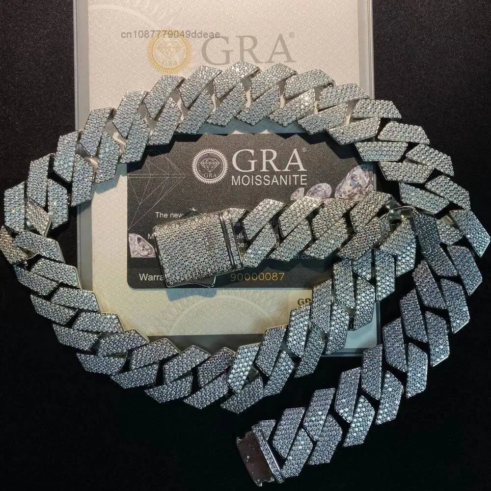 22MM Custom Hip Hop Moissanite Diamond 925 Cuban Link Chain Heavy Cuban Chain for Anniversary Iced out Jewelry