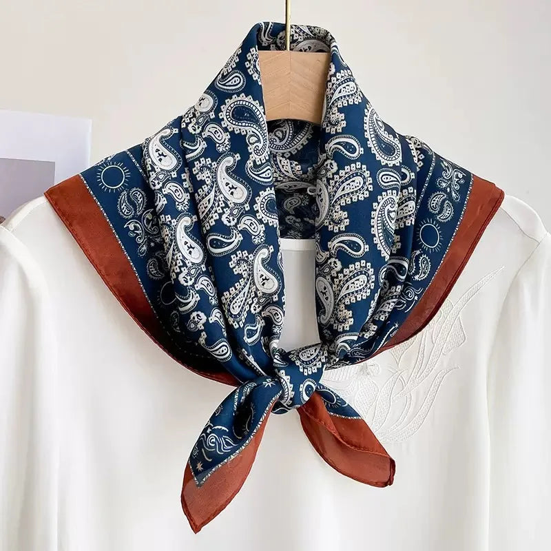 70*70cm Zebra Stripes Print Head Scarf for Women Silk Square Scarves Foulard Bandana Fashion Decorate Hijab Female Neckerchief