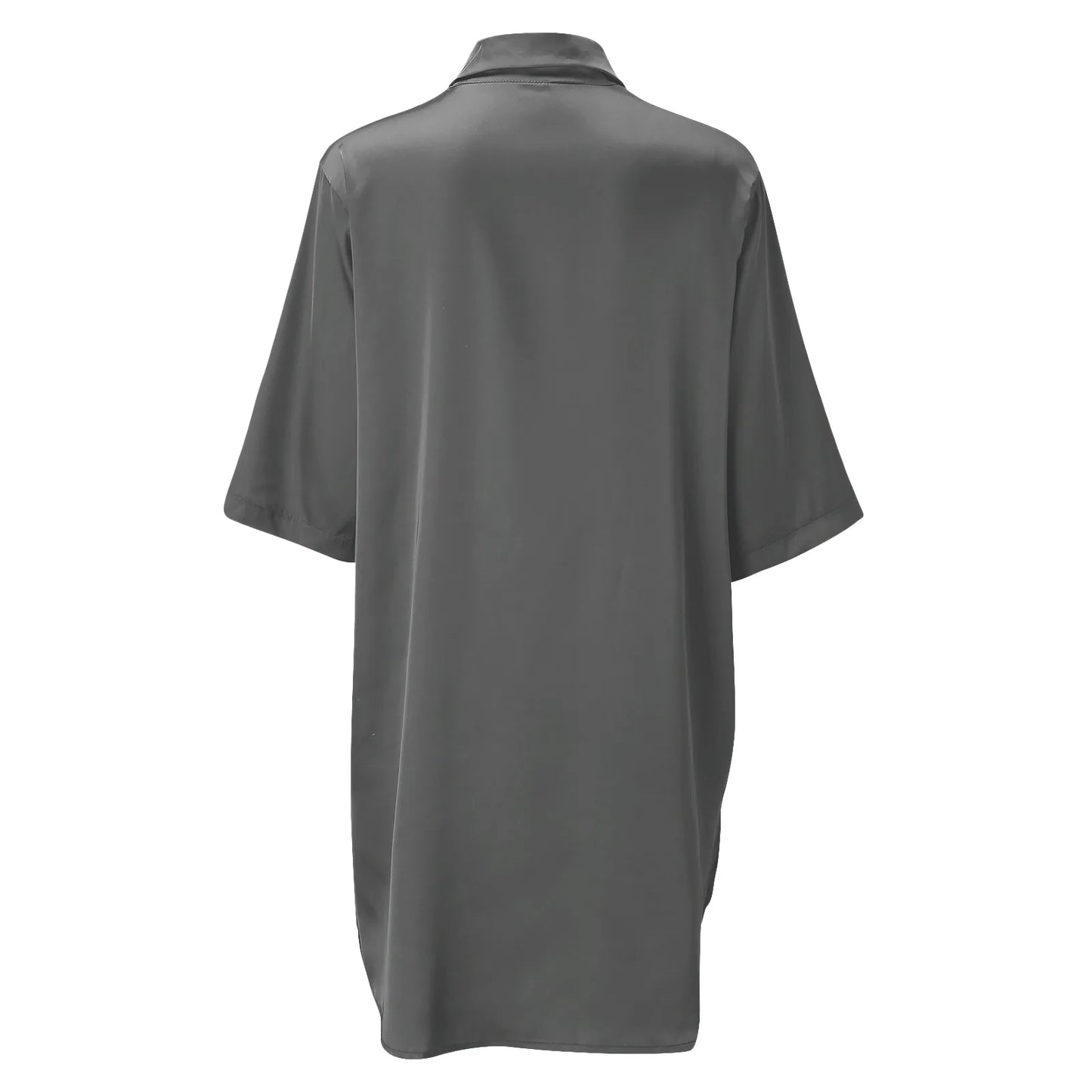 Women's Solid Color Silky Soft Pajamas Sexy Long Sleeve Nightshirt Smooth & Skin-Friendly Comfortable Home Sleepwear for Ladies