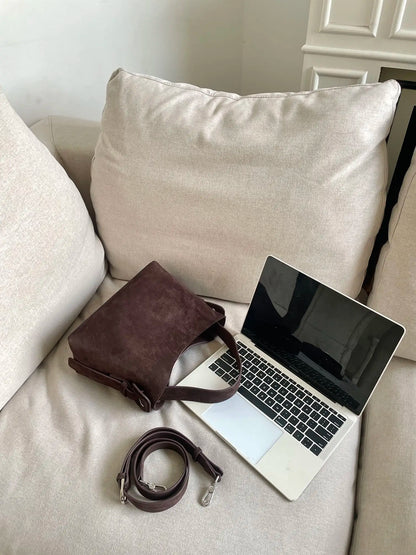 Suede Cowhide fashion ladeis shoulder cross brown bags luxury designer women coffe handbags angola red