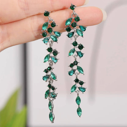 2 Pieces Of Women's Wheat Ear Long Tassel Full Diamond Earrings With A Retro Style, Popular On The Internet-4340