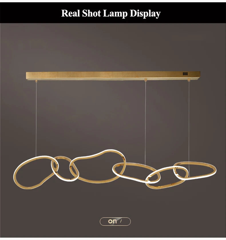 Modern Rose Gold LED Chandeliers Ligthing Nordic Lustre Home Decor Circle Rings Chandelier Hanging Pendant Lights Fixtures