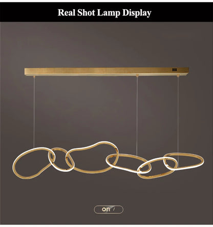 Modern Rose Gold LED Chandeliers Ligthing Nordic Lustre Home Decor Circle Rings Chandelier Hanging Pendant Lights Fixtures