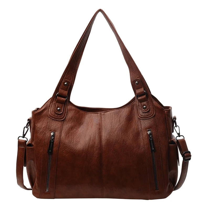 New Large Capacity Soft Leather Women's Handbag Fashion Trend Designer Women Shoulder Bag Simple Retro Female Travel Bags Sac