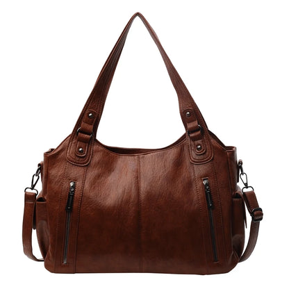 New Large Capacity Soft Leather Women's Handbag Fashion Trend Designer Women Shoulder Bag Simple Retro Female Travel Bags Sac